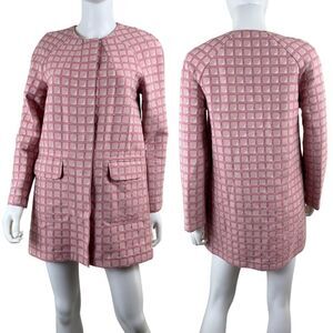 Alexander Lewis Women's Size S Pink Geometric Cotton Coat Jacket Retro Modern
